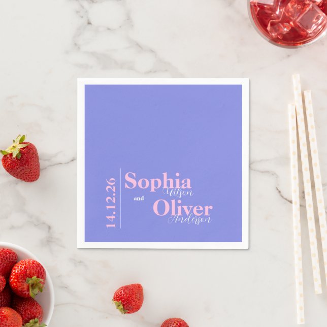 Contemporary Lilac and Pink Minimalist Wedding  Napkins (Insitu)