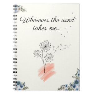 Contemporary Line Art Flowers with Quote Notebook