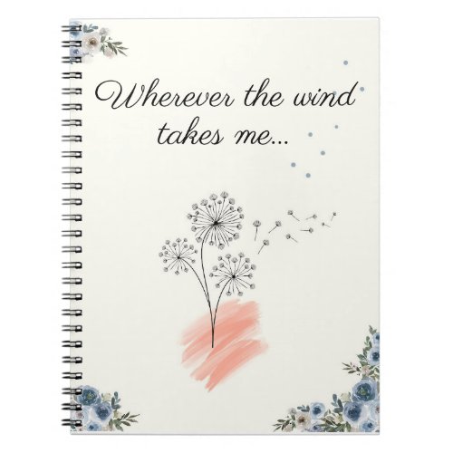 Contemporary Line Art Flowers with Quote  Notebook