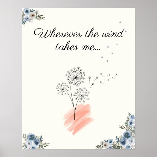 Contemporary Line Art Flowers with Quote Poster