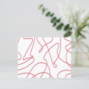 Contemporary Line Art: Red and White Postcard
