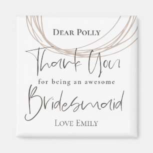 Contemporary Lines Thank You Bridesmaid Gift Magnet