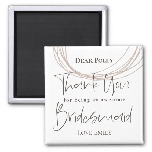 Contemporary Lines Thank You Bridesmaid Gift Magnet