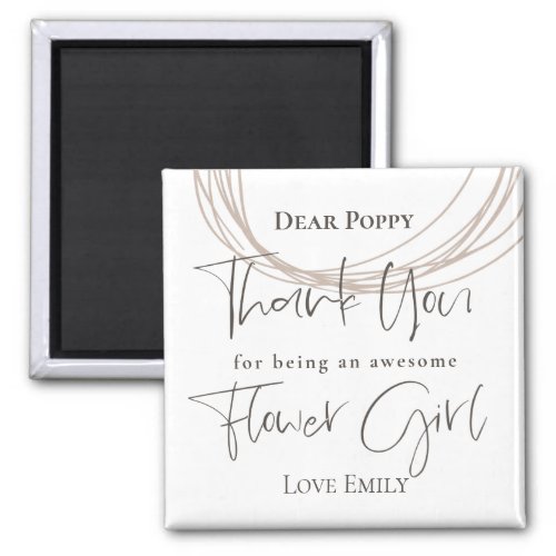 Contemporary Lines Thank You Flower Girl Gift Magnet