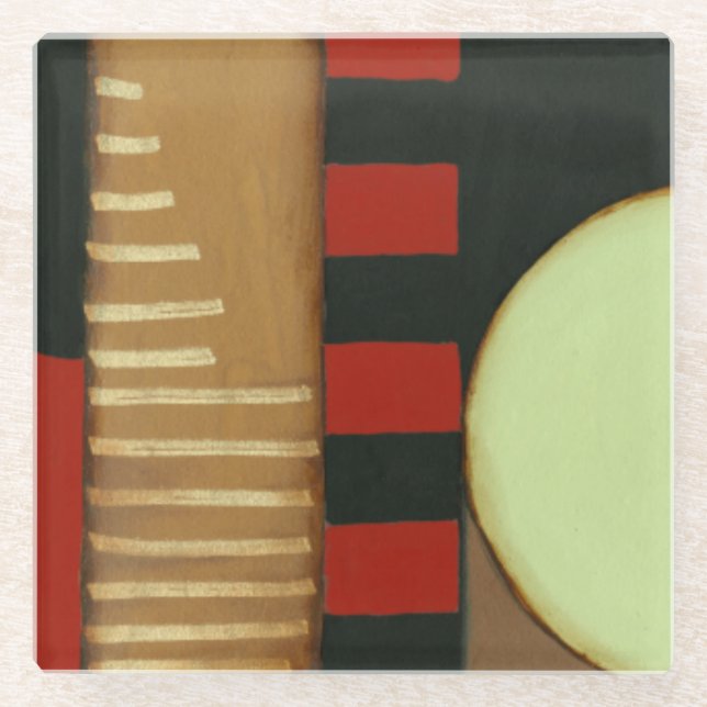 Contemporary Loft Style Paneled Painting Glass Coaster (Front)