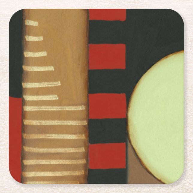 Contemporary Loft Style Paneled Painting Square Paper Coaster (Front)