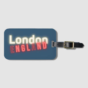 Contemporary London Neon Lights Typography Luggage Tag