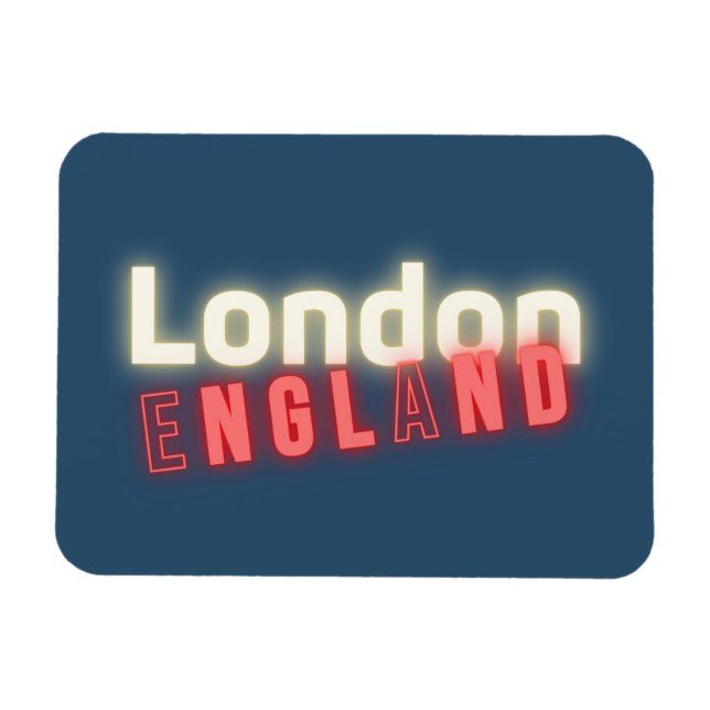 Contemporary London Neon Lights Typography  Magnet (Horizontal)