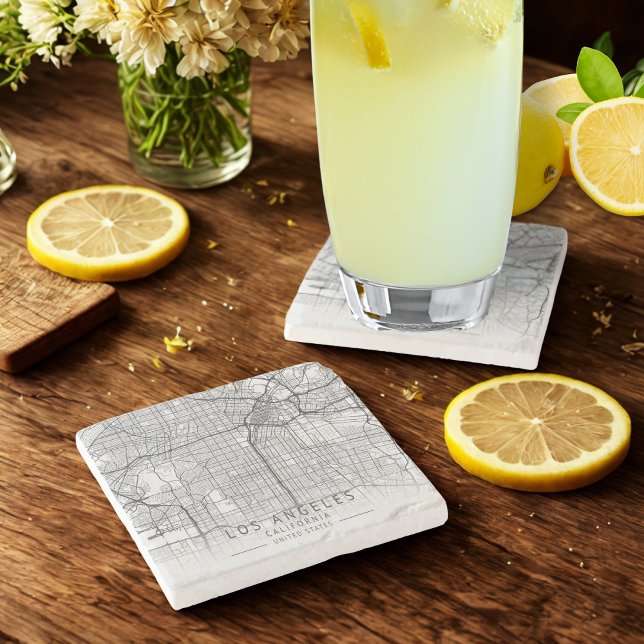 Contemporary Los Angeles California Street Map Stone Coaster (Creator Uploaded)