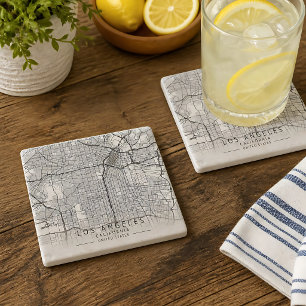 Contemporary Los Angeles California Street Map Stone Coaster