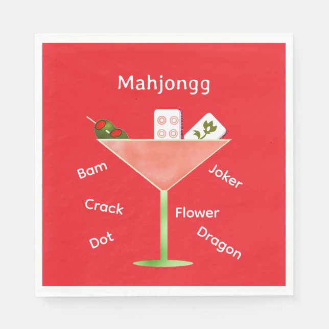 Contemporary Mahjong Martini Paper Napkin (Front)