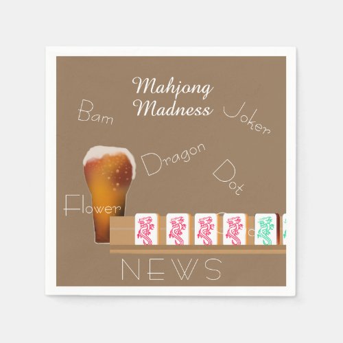 Contemporary Mahjong Tiles and Beer Glass Napkins