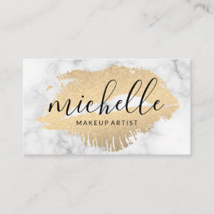 Contemporary Makeup Artist Marble Business Card