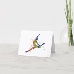 Contemporary male dance in watercolor letterpress thank you card