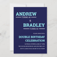 Contemporary Masculine Double Birthday Celebration Invitation