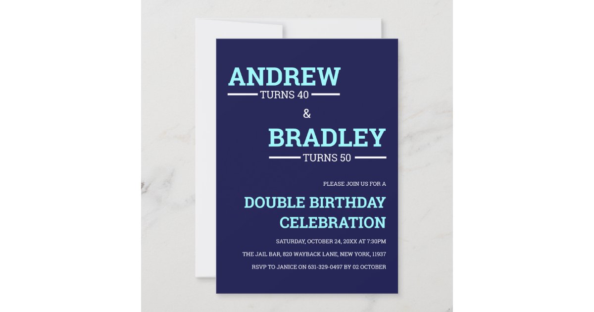Contemporary Masculine Double Birthday Celebration Invitation Zazzle