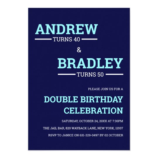 Contemporary Masculine Double Birthday Celebration Invitation