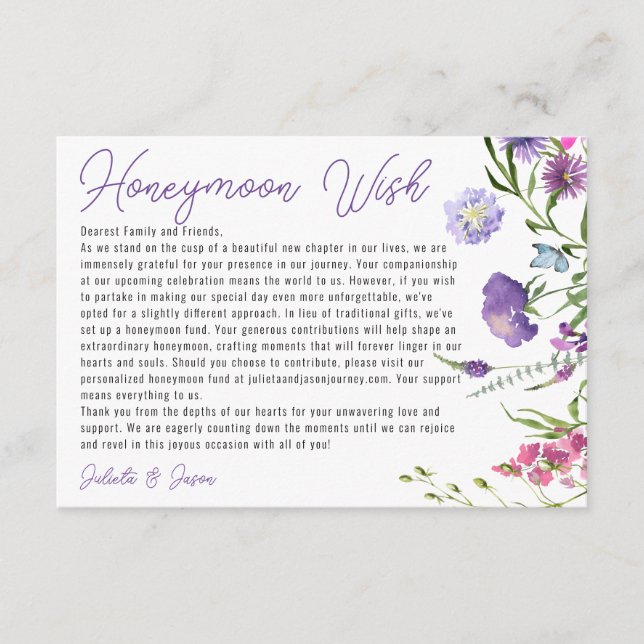 Contemporary Meadow Wildflowers Wishing Well  Enclosure Card (Front)
