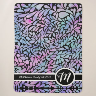 Contemporary mermaid colored petals sherpa blanket