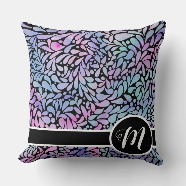 Contemporary mermaid colored petals throw pillow (Front)