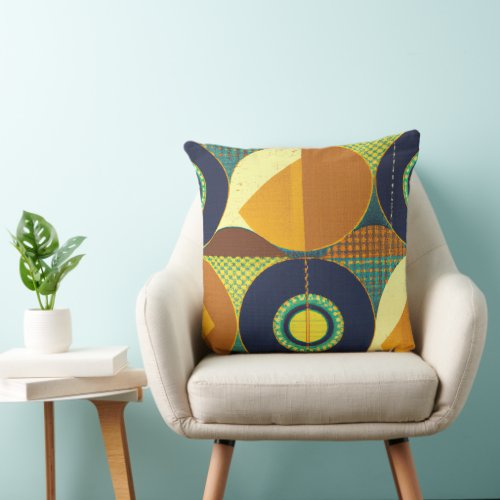Contemporary Mid_century Style Geometric Pattern Throw Pillow