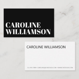 Contemporary Minimal Bold Typography Black White Business Card