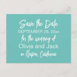 Contemporary Minimal Robins Egg Blue Save the Date Postcard