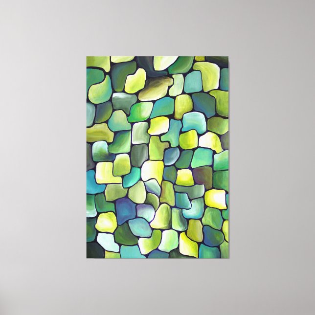 Contemporary  Minimalism Artdeco Green Pattern Canvas Print (Front)