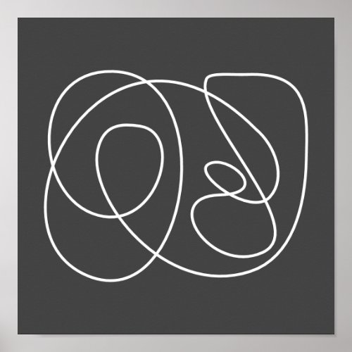 Contemporary Minimalist Abstract Line Black White Poster