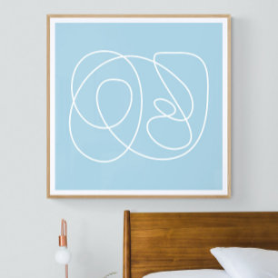 Contemporary Minimalist Abstract Line Pastel Blue Poster