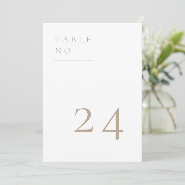 Contemporary Minimalist Beige Table Number Card (Standing Front)