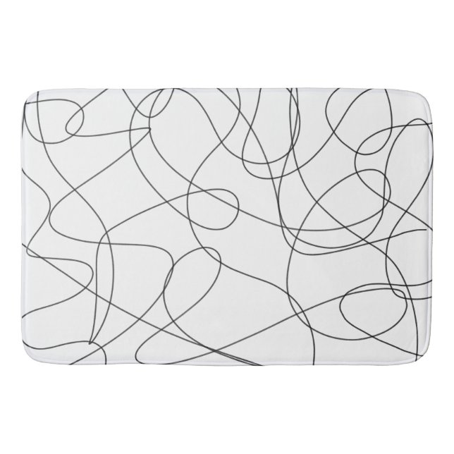 Contemporary minimalist black and white design bath mat (Front)