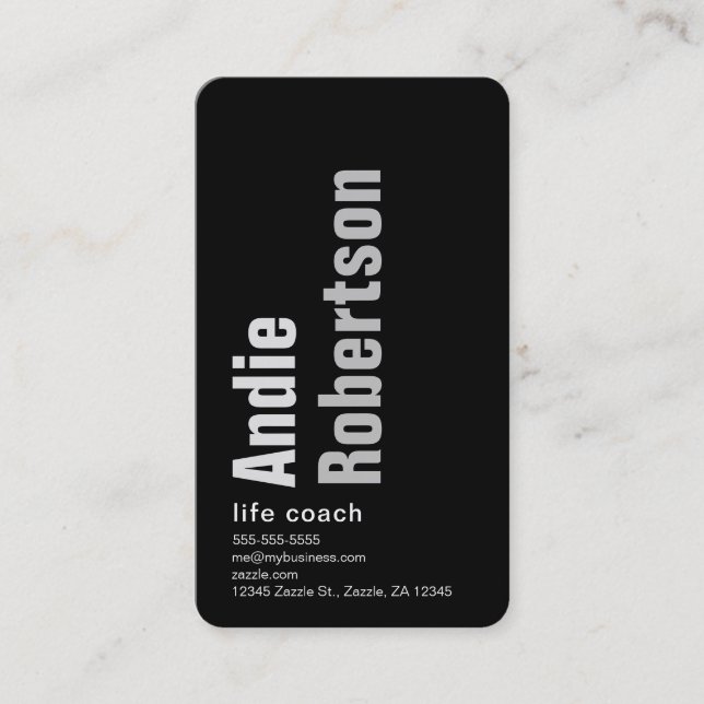 Contemporary Minimalist black gray Business Card (Front)
