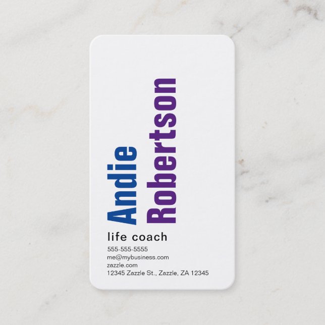 Contemporary Minimalist blue purple Business Card (Front)