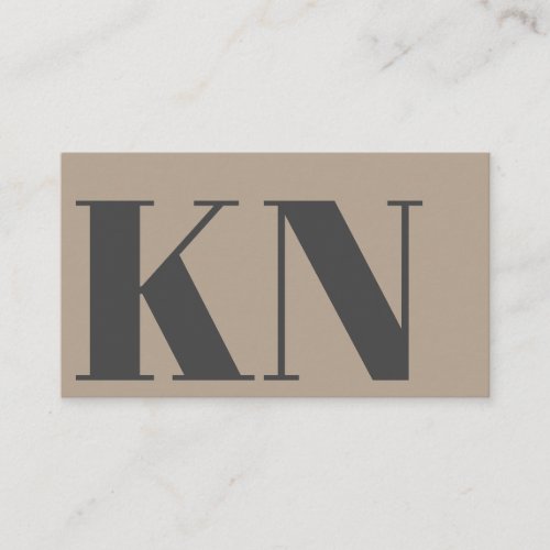 Contemporary Minimalist Bold Monogram Taupe Gray Business Card