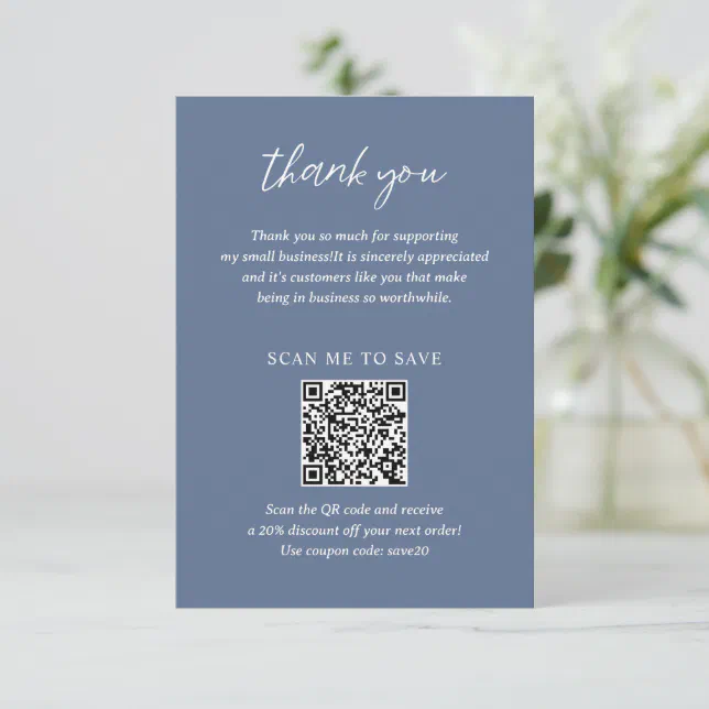 Contemporary Minimalist Dusty Blue Modern Business Thank You Card | Zazzle