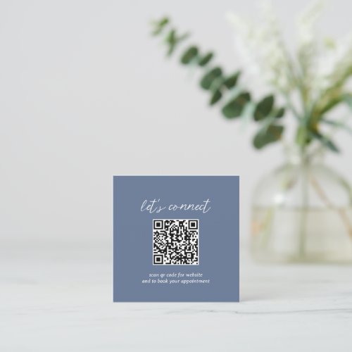 Contemporary Minimalist Dusty Blue QR Code Modern Square Business Card