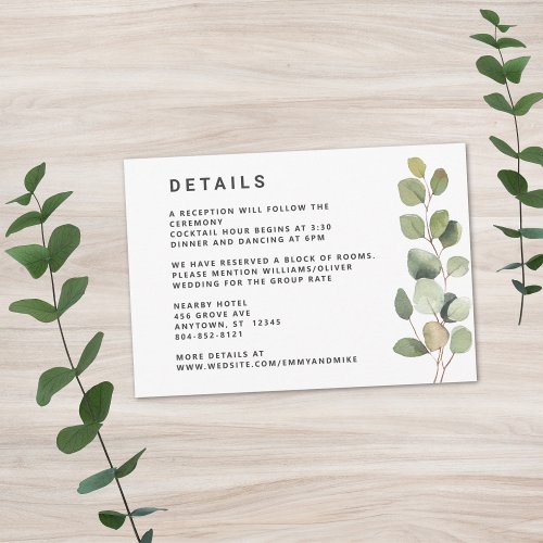 Contemporary Minimalist Eucalyptus Enclosure Card