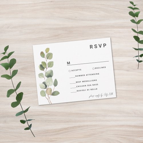 Contemporary Minimalist Eucalyptus RSVP Card