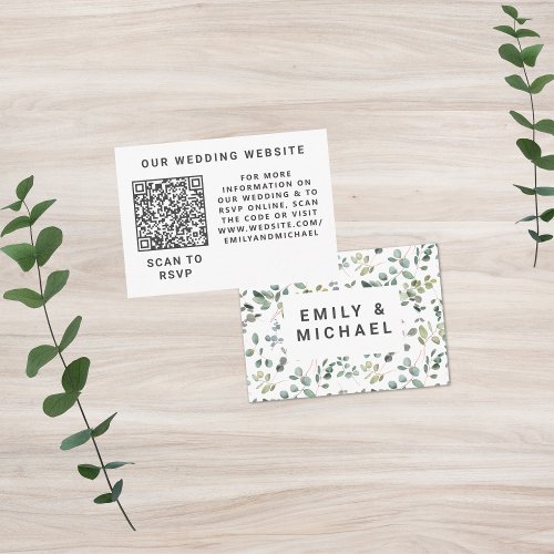 Contemporary Minimalist Eucalyptus Web QR Enclosure Card