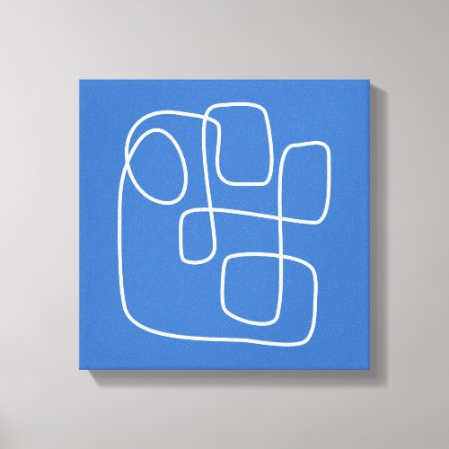Contemporary Minimalist Line Art Drawing in Blue Canvas Print