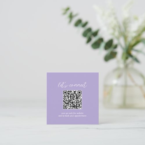 Contemporary Minimalist Periwinkle QR Code Modern Square Business Card