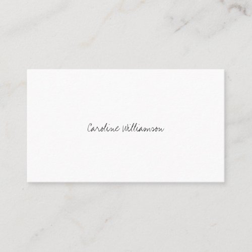 Contemporary Minimalist Script Name Black White  Business Card