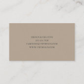 Contemporary Minimalist Script Name Tan Brown Business Card (Back)