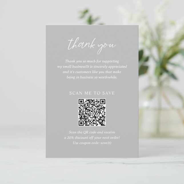 Contemporary Minimalist Slate Gray Modern Business Thank You Card (Standing Front)