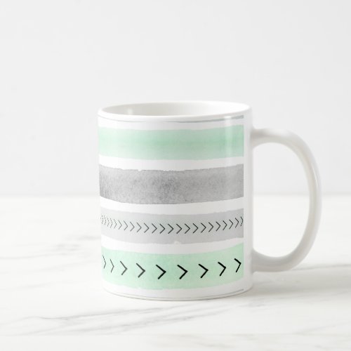 Contemporary Mint Green Watercolor Stripes Pattern Coffee Mug