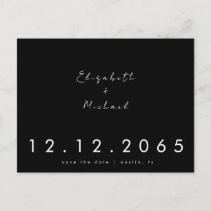 Contemporary Mixed Font Wedding B/W Save the Date Postcard
