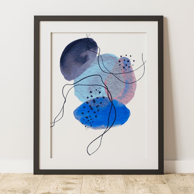 Contemporary Modern Abstract Art Blue Navy Black Poster (Creator Uploaded)