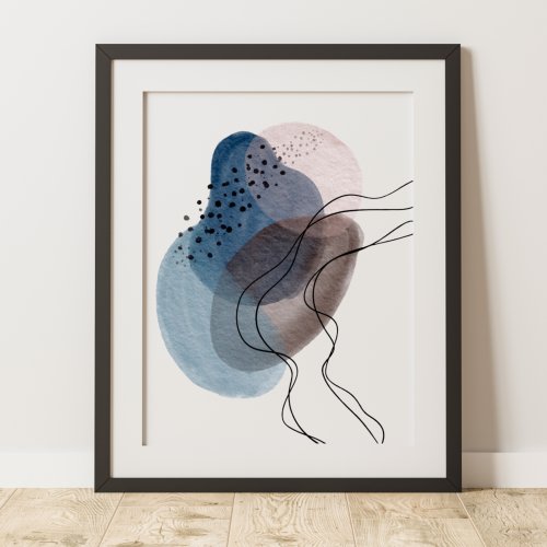 Contemporary Modern Abstract Art Blue Pink Black Poster