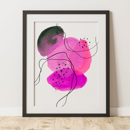 Contemporary Modern Abstract Art Pink Black Poster